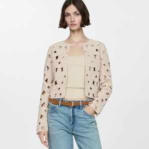 Mango Crochet jacket with openwork details